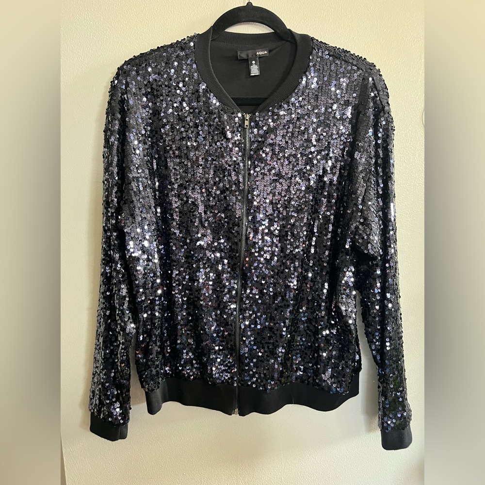 AQUA sequined bomber jacket.